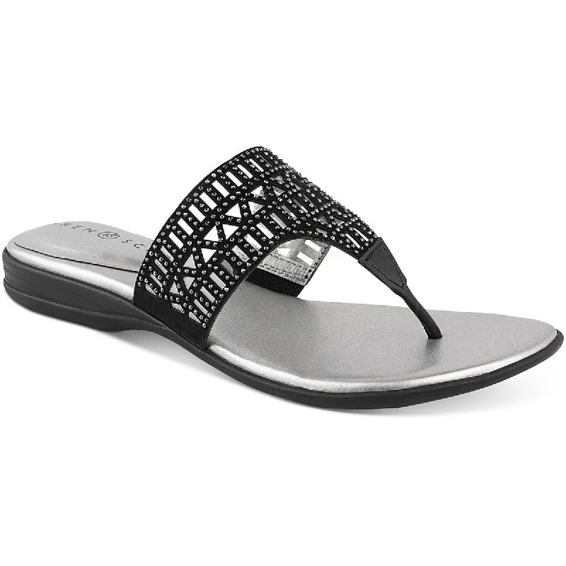 Comfortable sandals for women with elastic straps and lightweight construction for ease-Sandals for arch support-Karen Scott Womens Soniya  Slip On Flip-Flops Thong Sandals