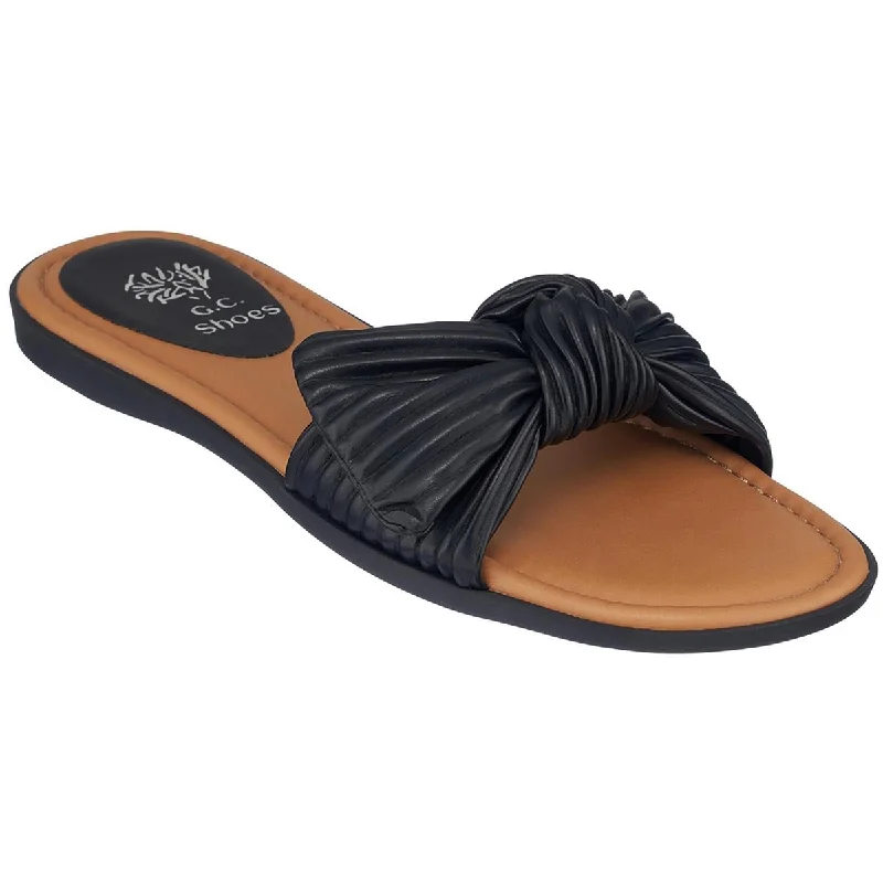 Comfortable sandals for women with padded straps and soft footbed for long wear-Sandals for wide feet-GC Shoes Womens Dani Slip-On Knot Slide Sandals