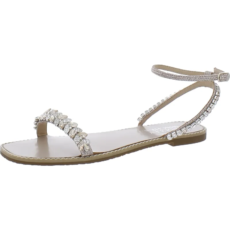 Comfortable sandals for women with memory foam footbed for all-day wear-Sandals for luxury wear-Badgley Mischka Womens Kensy Removable Strap Flat Slingback Sandals