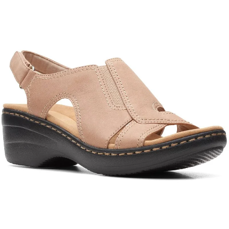 Trendy sandals for women with wedge heels and strappy design for casual chic-Sandals for work-Clarks Womens Merliah Style Cushioned Footbed Open Toe Wedge Sandals