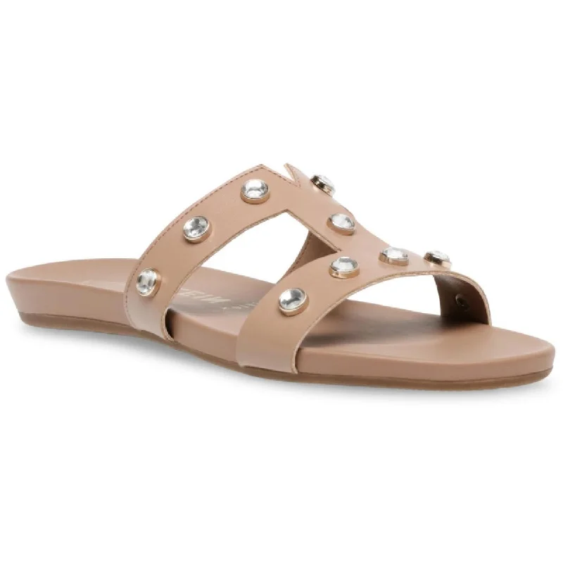 Stylish sandals for men with leather straps and trendy buckle design for versatile looks-Sandals for date nights-Anne Klein Womens Ely Studded Open Toe Slide Sandals