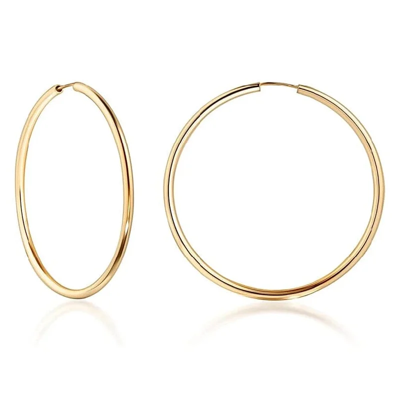 Best hoop earrings with geometric pendants for a modern, chic appeal-Continuous hoop earrings-14K Gold 2mm Endless Hoop Earrings