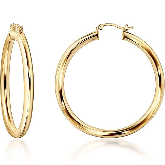 Small hoop earrings for a delicate and understated everyday wear-Hoop earrings for parties-18K Gold 4MM Solid Hoop Earrings for Women