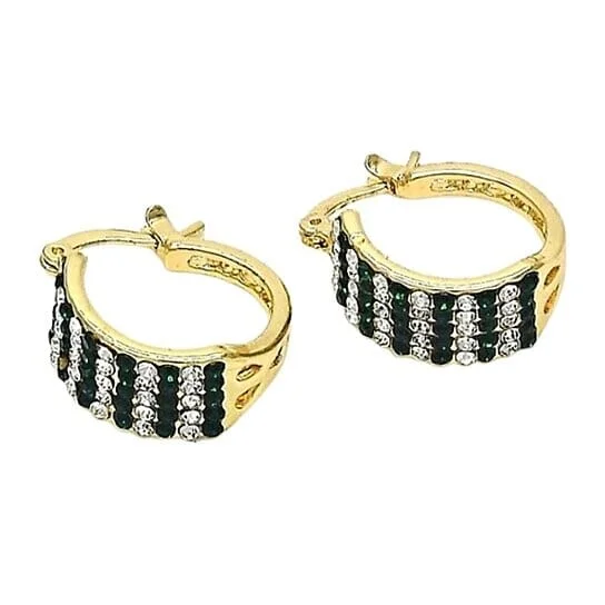 Hoop earrings with textured finishes for a vintage and classic style-Hoop earrings with flowers-18k Gold-filled Emerald Crystal Pavé High-polish Earrings