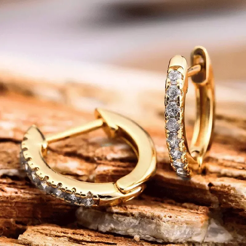 Hoop earrings with braided patterns for a detailed and textured finish-Hoop earrings with engraved patterns-18K Gold Plated Huggie Earrings