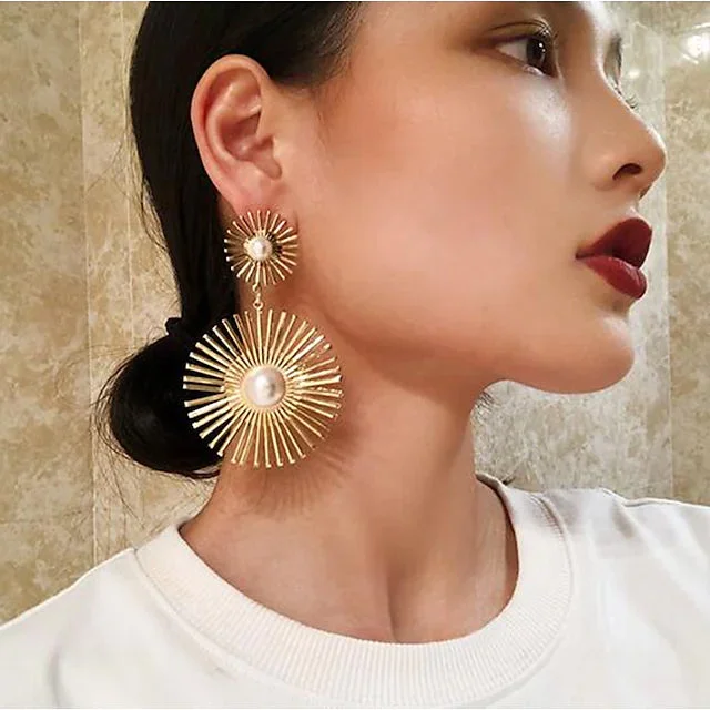 Hoop earrings with luxe velvet finishes for a rich and luxurious touch-Lever-back hoop earrings-2-Pairs: Women's Imitation Pearl Alloy Earrings