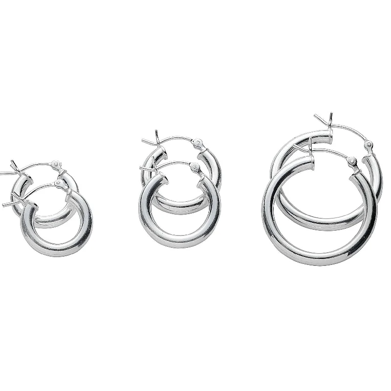 Hoop earrings with braided patterns for a detailed and textured finish-Hoop earrings with engraved patterns-3-Pair Set: Classic Polished Hoop Earrings