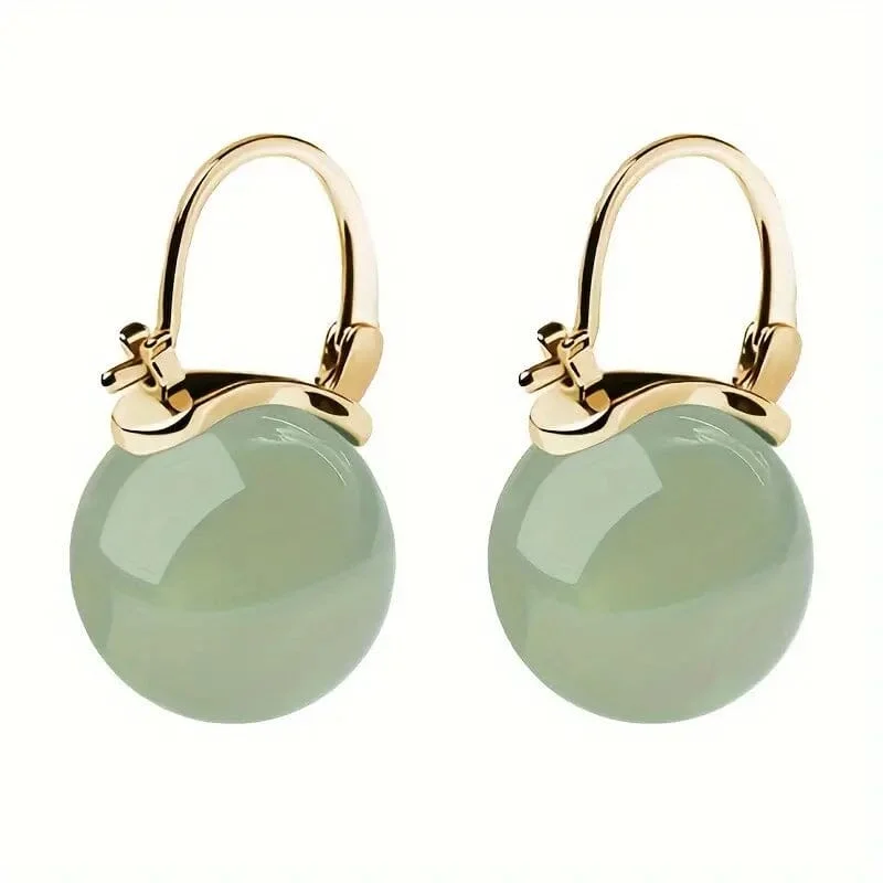 Best hoop earrings with crescent-shaped designs for a bold, moon-inspired style-Classic hoop earrings-Artificial Jade Temperament Earrings