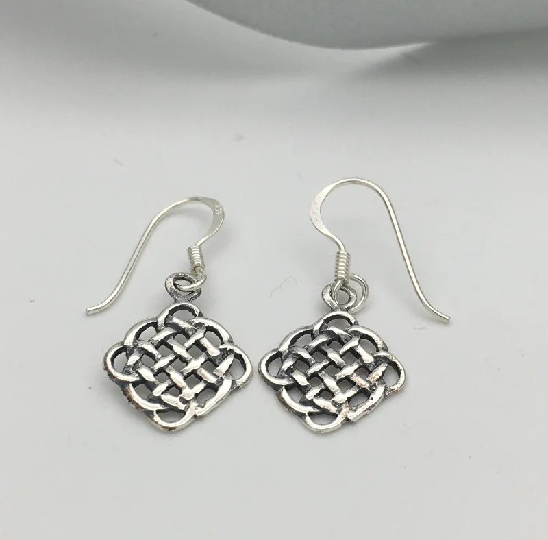 Hoop earrings with diamond-cut surfaces for added sparkle and shine-Hoop earrings with dangling pendants-Sterling Silver Celtic Knot Earrings