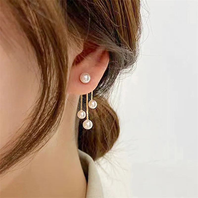 Best hoop earrings with stacked layers for a dimensional and bold look-Celebrity-inspired hoop earrings-Beautiful Zircon Pearl Tassel Korean 2024 New Fashion Party Wholesale Trend Earring