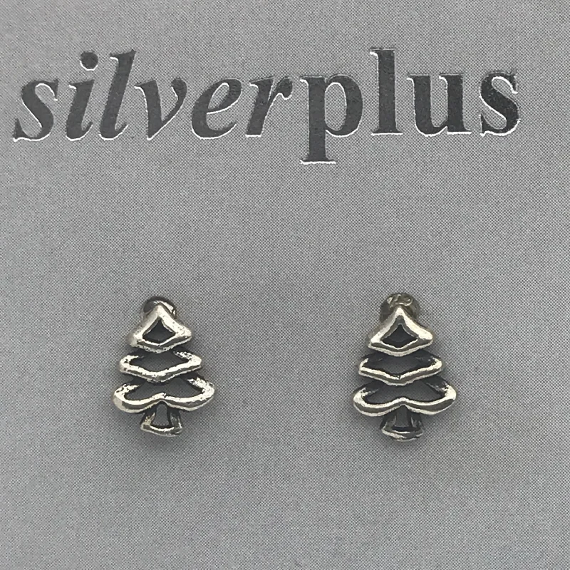 Hoop earrings with braided patterns for a detailed and textured finish-Hoop earrings with engraved patterns-Sterling Silver Christmas Tree Earrings