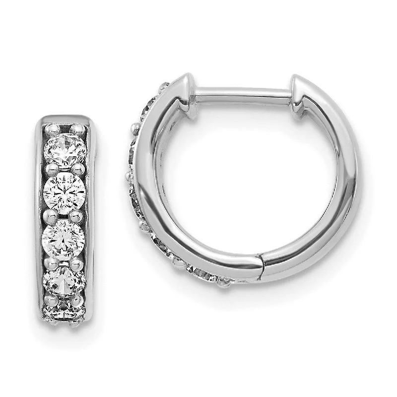 Hoop earrings with floral motifs for a feminine and nature-inspired look-Statement hoop earrings-Curata 14k White Gold Diamond Hoop Earrings Measures 11x12mm Wide 2mm Thick