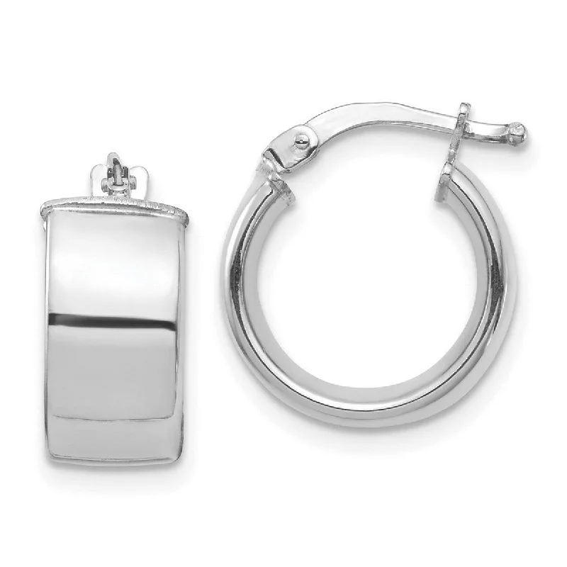 Lightweight hoop earrings for comfortable and all-day wear-Hoop earrings for winter-Curata 14k White Gold High Polished 7mm Hoop Earrings - 15.34x14mm Wide 7mm Thick