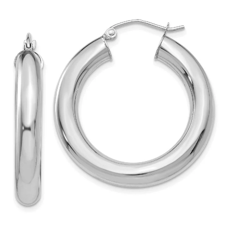 Best hoop earrings with butterfly motifs for a playful and whimsical appearance-Hoop earrings in silver-Curata 14k White Gold Polished 30x5mm Tube Hoop Earrings