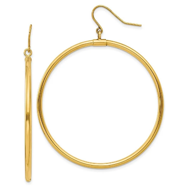 Best hoop earrings with sparkling cubic zirconia for a brilliant, budget-friendly effect-Handmade hoop earrings-Curata 14k Yellow Gold 40x2mm Large Dangling Open Circle Hook Earrings