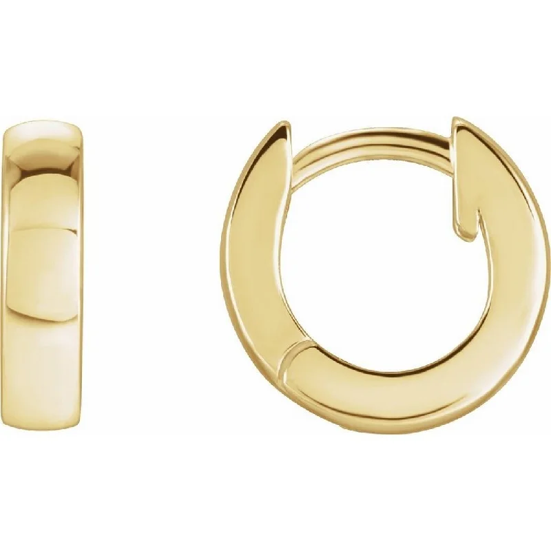 Hoop earrings with intricate designs for a unique and artistic appearance-Hoop earrings for kids-Curata 14k Yellow Gold Hinged Posts Polished Hoop Earring