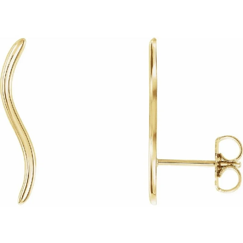 Best hoop earrings with hammered gold for a rustic yet elegant look-Hoop earrings in copper-Curata 14k Yellow Gold Polished Earrings Climber