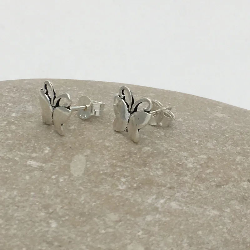 Best hoop earrings with sterling silver for an affordable and chic design-Hoop earrings for teens-Sterling Silver Dainty Butterfly Earrings