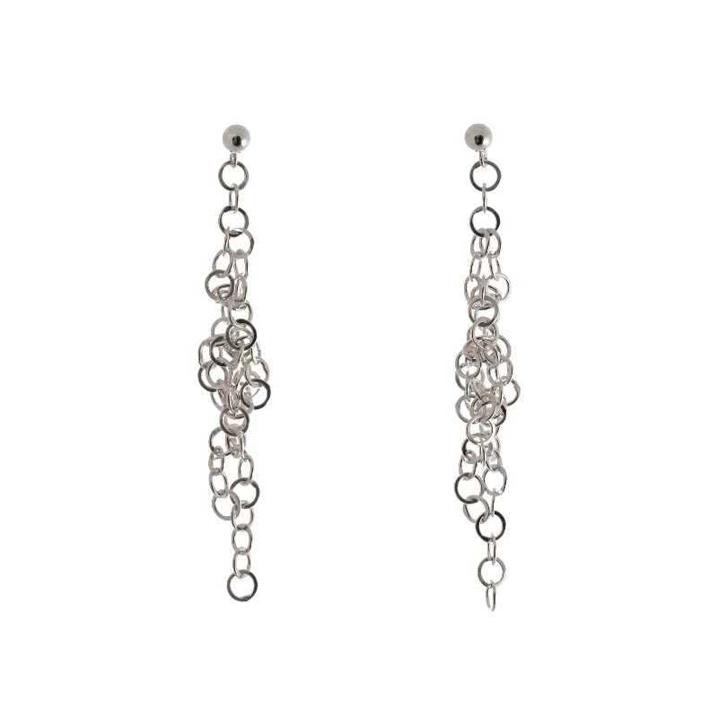 Hoop earrings with stacked layers for a bold and textured design-Hoop earrings in stainless steel-Darrow single cluster drop in silver or oxidised silver