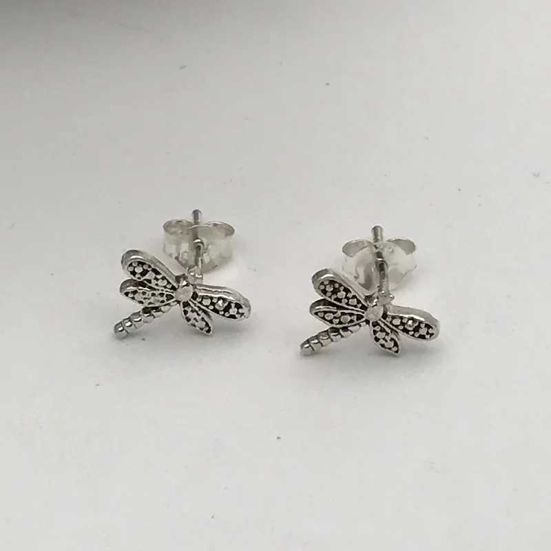 Best hoop earrings with marbled designs for a trendy and artistic effect-Extra large hoop earrings-Sterling Silver Dragonfly Earrings