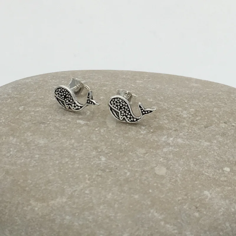 Hoop earrings with polished silver finish for a shiny, modern appeal-Hoop earrings for gifting-Sterling Silver Whale Earrings