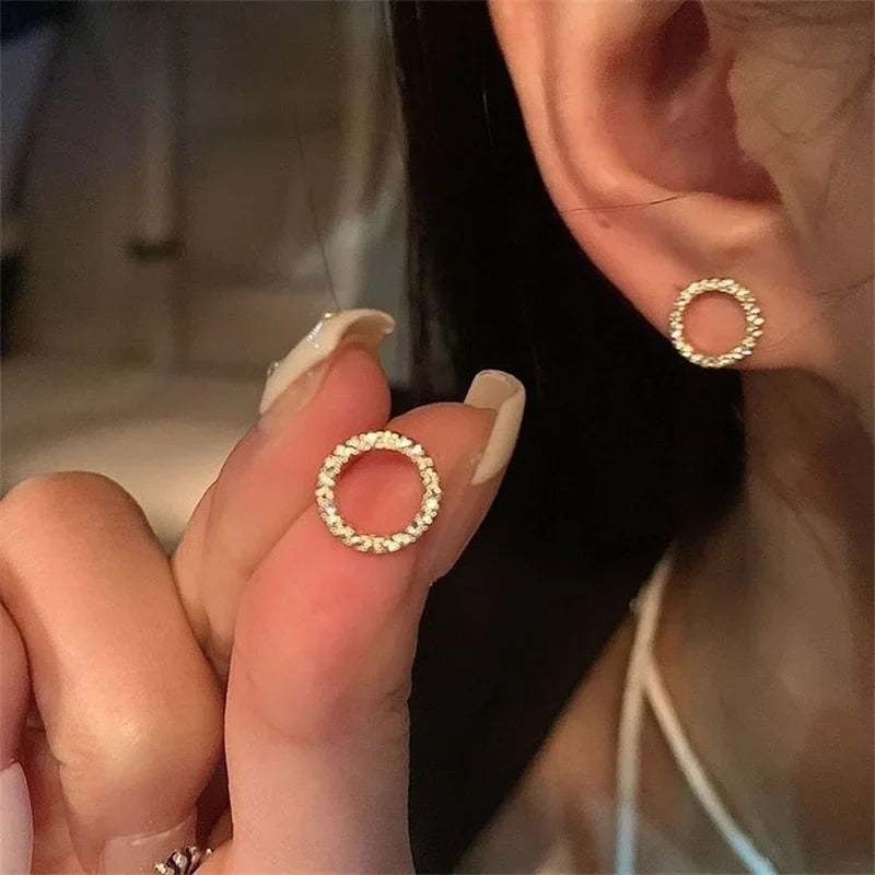 Best hoop earrings with geometric cuts for a sharp, modern appeal-Affordable hoop earrings-Fashion Versatile Dazzling Circle Crystal Cubic Zirconia Minimalist 2024 Earring