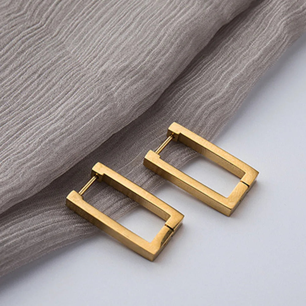 Hoop earrings with intricate designs for a unique and artistic appearance-Hoop earrings for kids-Geometric Women Rectangular Gold Color Metal 2024 New Trendy Gifts Square Earring