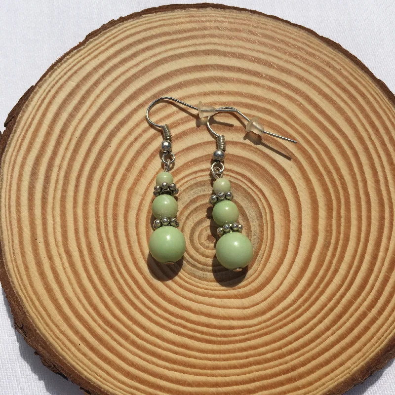 Hoop earrings with stacked layers for a bold and textured design-Hoop earrings in stainless steel-Green Pyramid Sterling Silver Earrings