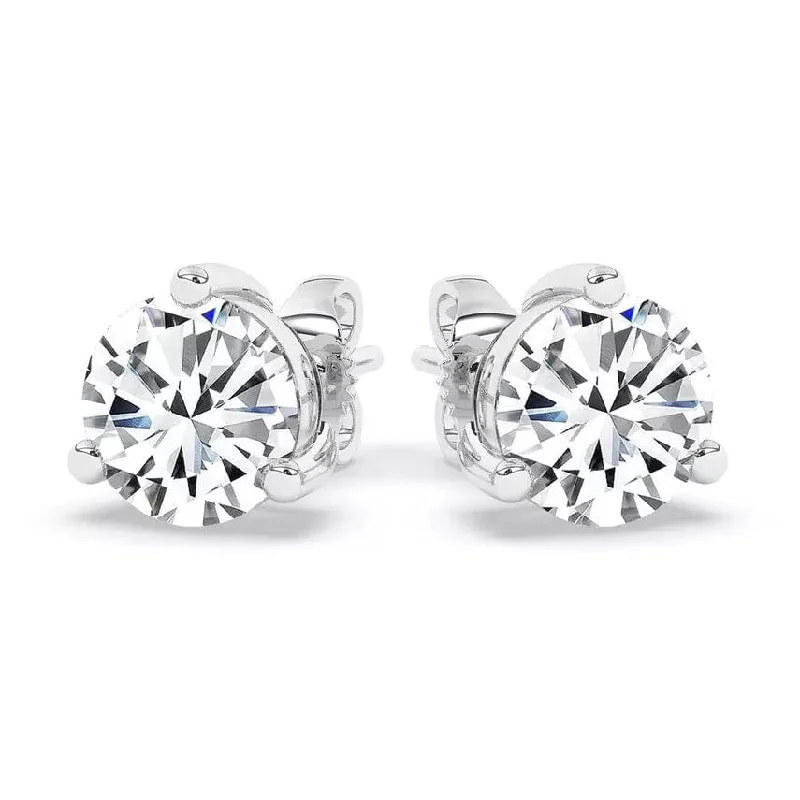 Best hoop earrings with floral designs for a feminine and delicate look-Hoop earrings with diamonds-IGI, F/VS1, 3 CT Solitaire Lab-Grown Round Diamond Studs Earring 950 Platinum