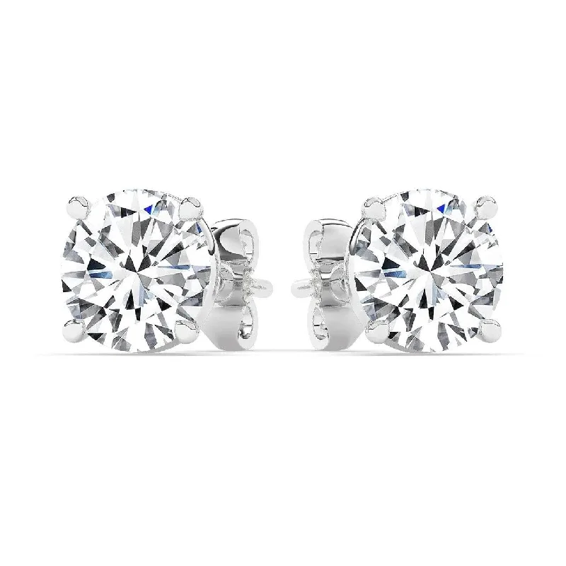 Medium hoop earrings for an everyday look with the perfect balance of style-Hoop earrings with cubic zirconia-IGI, F/VS1, 4 CT Solitaire Lab-Grown Round Diamond Studs Earring, 950 Platinum