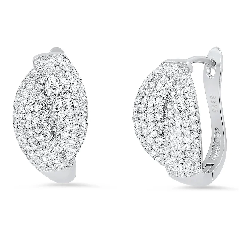 Best hoop earrings with Swarovski crystals for added sparkle and luxury-Hoop earrings for weddings-Ladies Sterling Silver and Simulated Diamonds Braid Hoops Earrings