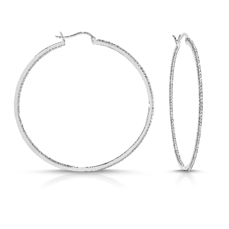 Best hoop earrings with smooth ceramic finishes for a polished, clean style-Hoop earrings for anniversaries-Large CZ Hoop Earrings