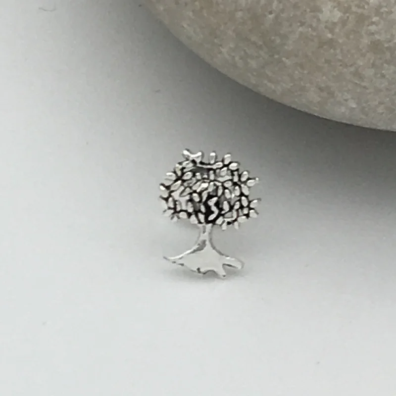 Small hoop earrings for a delicate and understated everyday wear-Hoop earrings for parties-Sterling Silver Leafy Tree Earrings