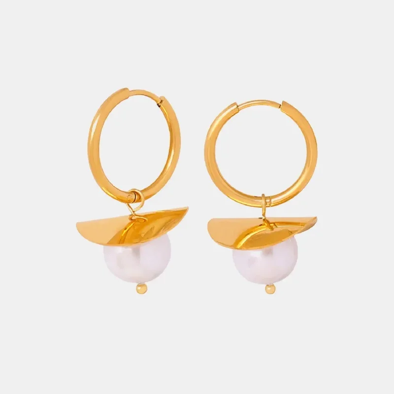 Best hoop earrings with sterling silver for an affordable and chic design-Hoop earrings for teens-LOVCIA 18K Gold-Plated Bead Dangle Earrings