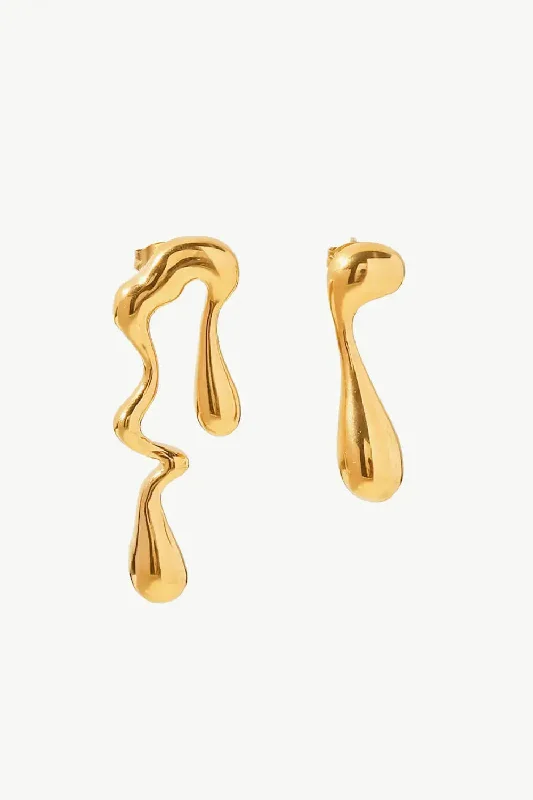 Best hoop earrings with angel wing accents for a spiritual and meaningful design-Hoop earrings set with dangle earrings-LOVCIA 18K Gold Plated Geometric Mismatched Earrings