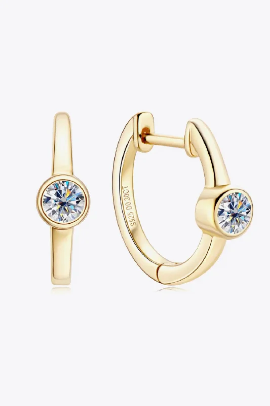 Hoop earrings with floral motifs for a feminine and nature-inspired look-Statement hoop earrings-LOVCIA 18k Gold-Plated Inlaid Moissanite Huggie Earrings