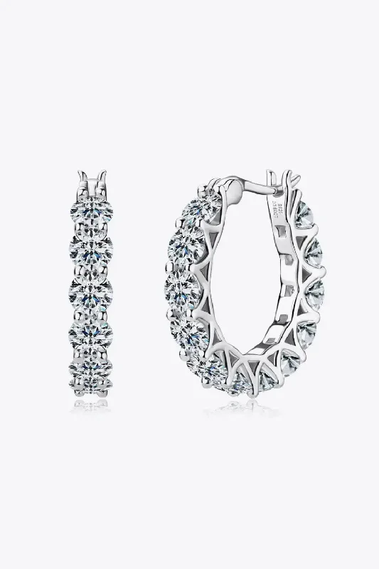 Hoop earrings with polished silver finish for a shiny, modern appeal-Hoop earrings for gifting-LOVCIA 7.2 Carat Moissanite 925 Sterling Silver Earrings