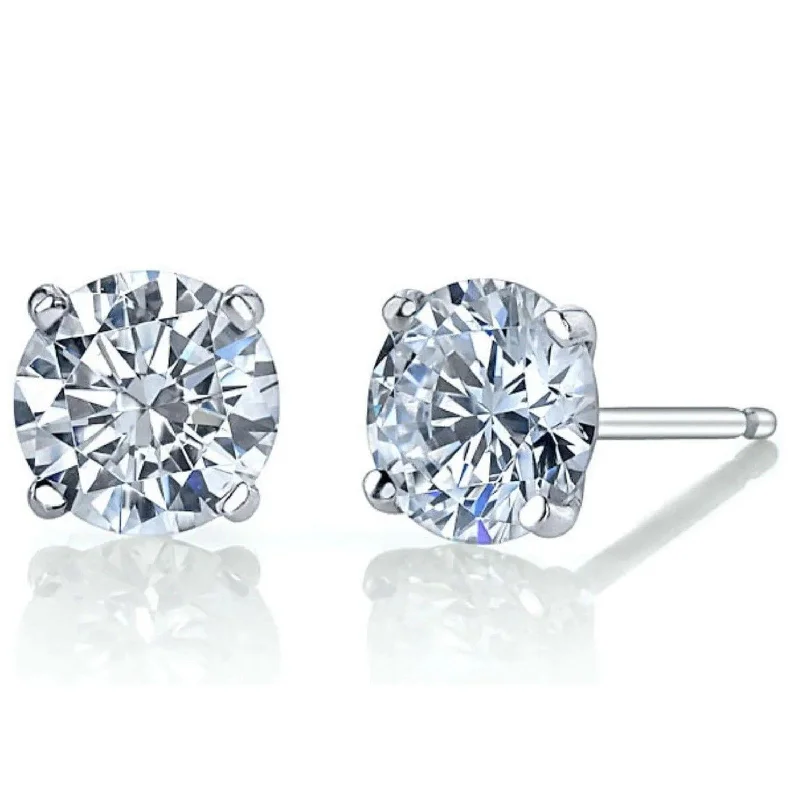 Hoop earrings with removable pendants for a versatile and customizable accessory-Hoop earrings with geometric patterns-Martini 6.00 Ct D Vs1 Round Lab Created Diamond Earrings 4 Prong 14 K White Gold