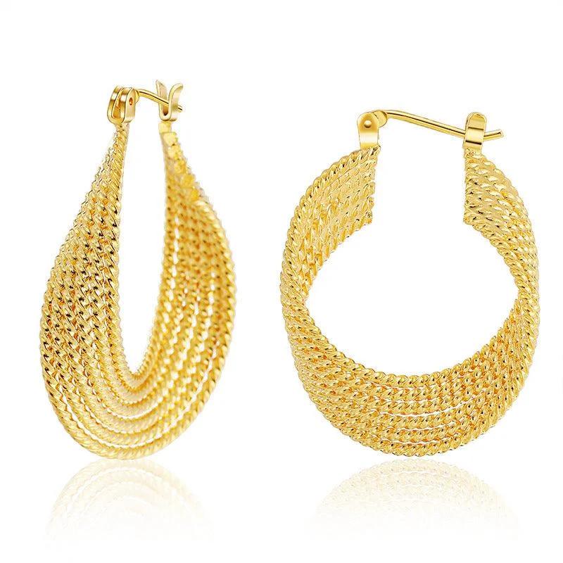 Medium hoop earrings for an everyday look with the perfect balance of style-Hoop earrings with cubic zirconia-Metal Braided Earrings