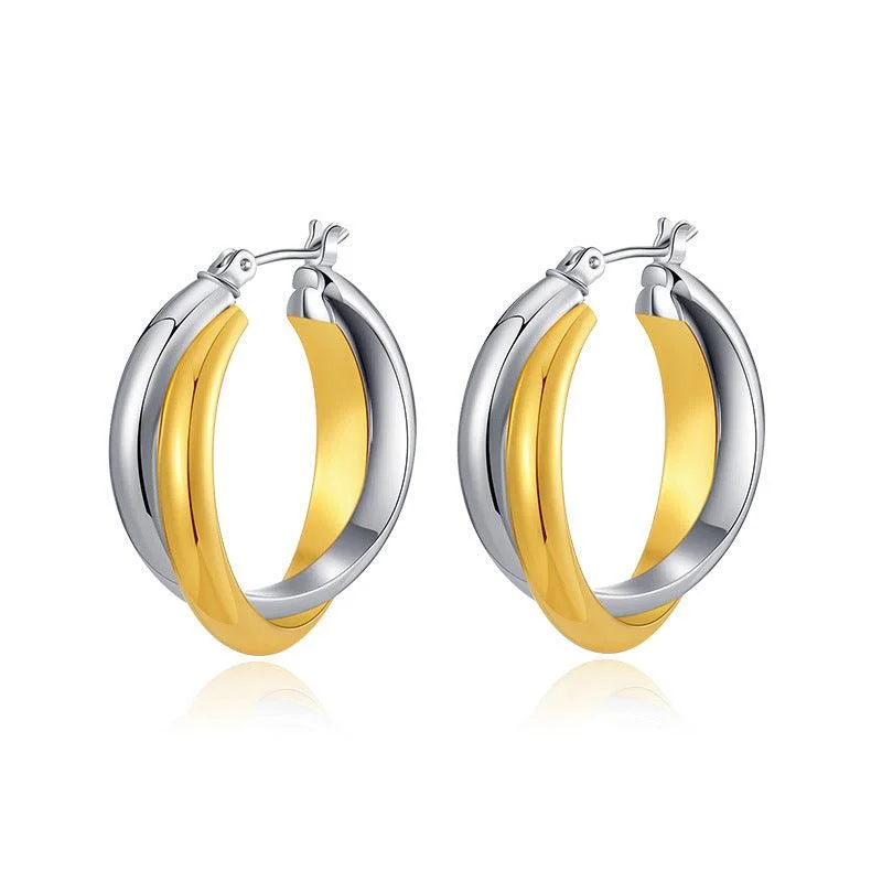 Hoop earrings with a matte black finish for a sleek, edgy vibe-Hoop earrings in gold-Mixed Tube Hoops Earrings