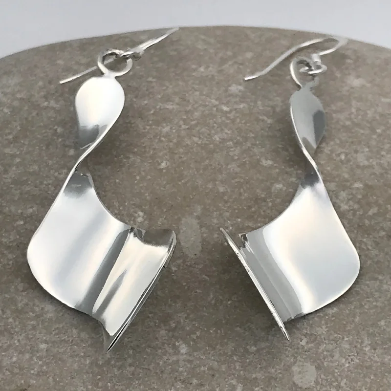 Best hoop earrings with custom designs for a personalized, unique accessory-Screw-back hoop earrings-Sterling Silver Modern Twist