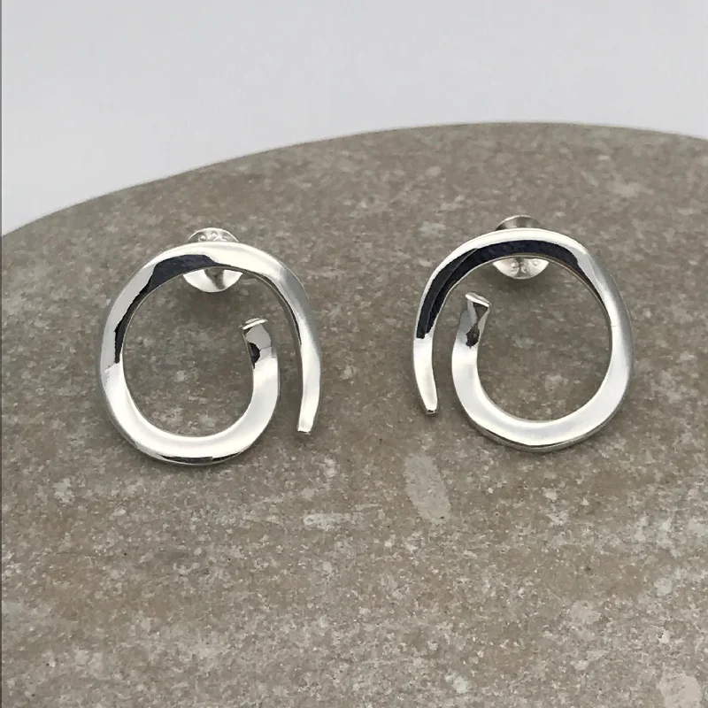 Best hoop earrings with geometric cuts for a sharp, modern appeal-Affordable hoop earrings-Sterling Silver Open Swirl Earrings