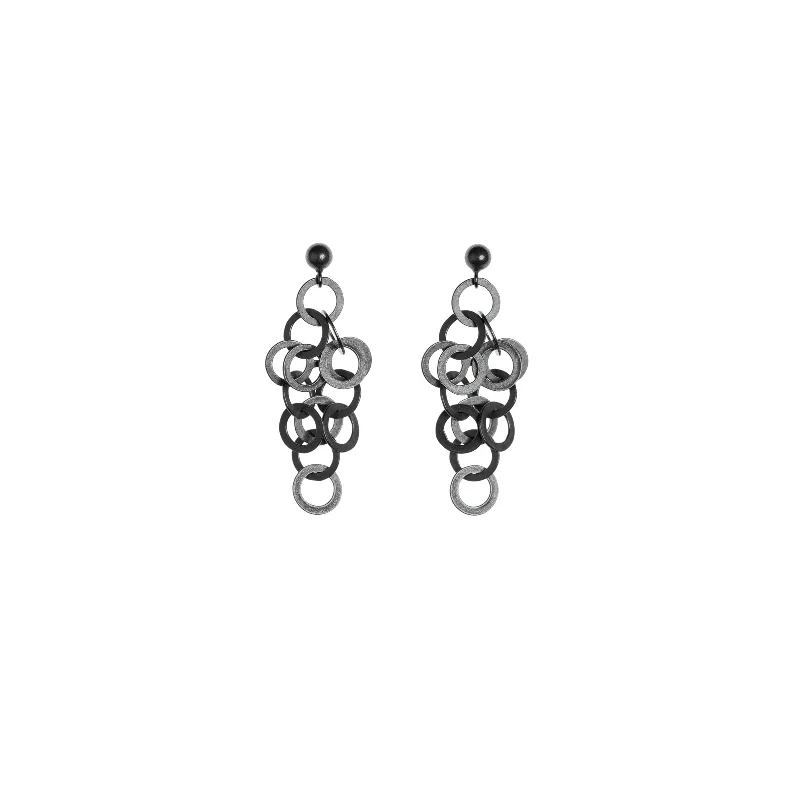 Best hoop earrings with Swarovski crystals for added sparkle and luxury-Hoop earrings for weddings-Redpath chain earrings, silver or oxidised silver, size 1