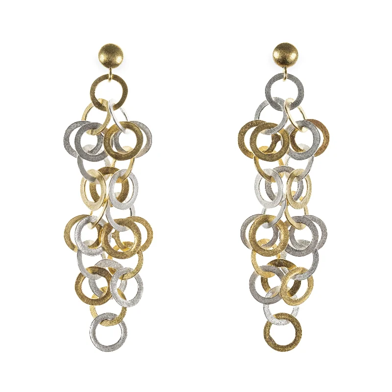 Hoop earrings with diamond-cut surfaces for added sparkle and shine-Hoop earrings with dangling pendants-Redpath earrings, silver and 18ct gold