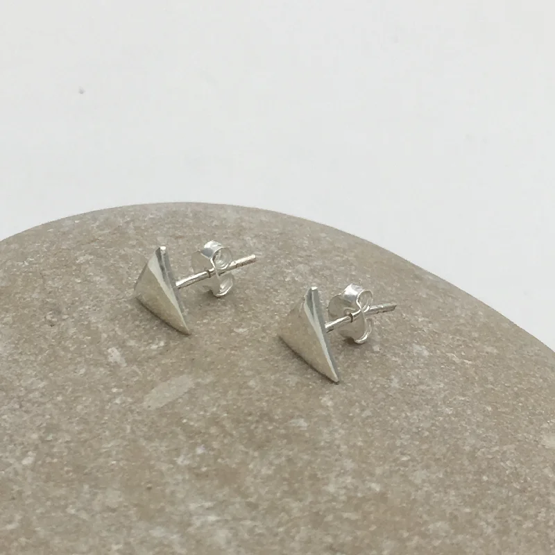 Hoop earrings with crescent moon shapes for a celestial and mystical appearance-Hoop earrings in plastic-Sterling Silver Shiny Triangle Earrings