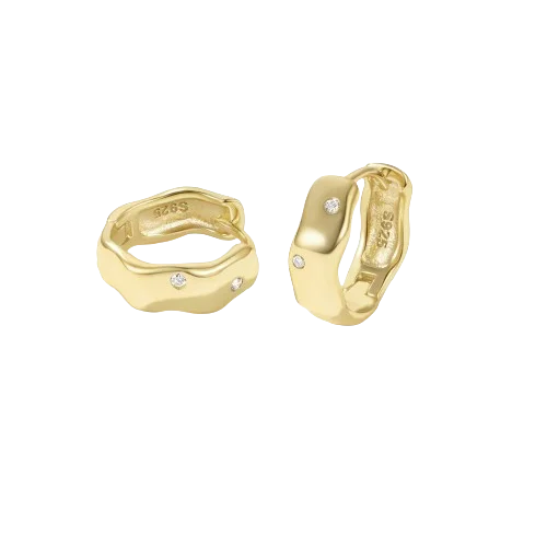 Best hoop earrings with crescent-shaped designs for a bold, moon-inspired style-Classic hoop earrings-Sterling Silver Earrings Geometric Irregular Mini Zircon Gold Plated Hoop Earrings