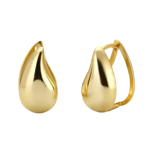 Best hoop earrings with Swarovski crystals for added sparkle and luxury-Hoop earrings for weddings-Elegant 925 Silver Water Drop Hoop Earrings - Gold Plated