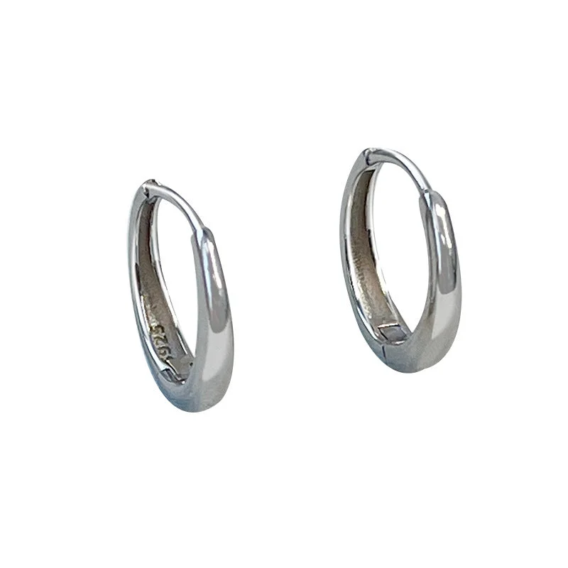 Best hoop earrings with tribal designs for a cultural and exotic aesthetic-Hoop earrings in platinum-Sterling Silver Plain Simple Round Jewelry 12mm/14mm Gold Plated Hoop Earrings