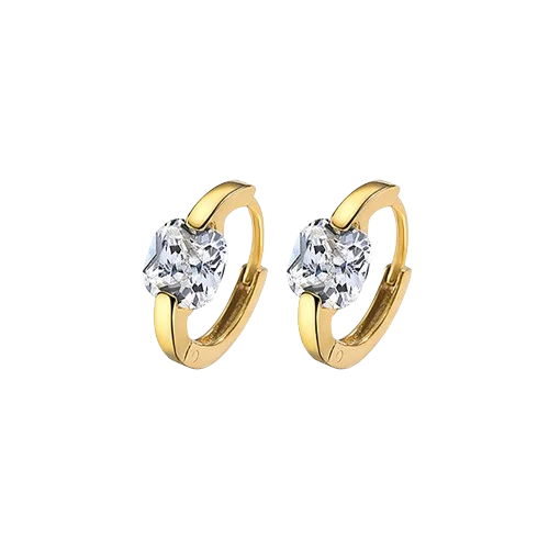 Hoop earrings with rhinestone embellishments for a glamorous and sparkling look-Hoop earrings with charms-Sterling Silver Square Zircon Gold Plated Hoop Earrings