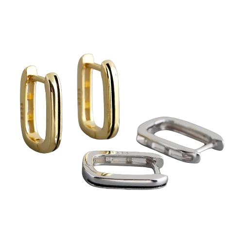 Best hoop earrings with baroque pearls for a luxurious and elegant vibe-Hoop earrings set with studs-Sterling Silver U-Shape Doil Drip Enamel Gold Plated Hoop Earring Jewelry